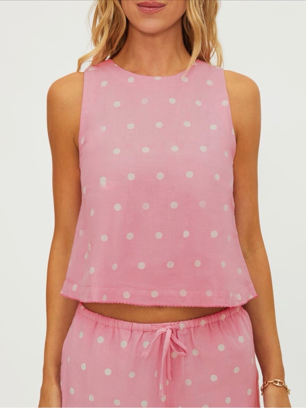 Beach Riot Dollie Pink & White Polka Dot Sleeveless Cover-up Top